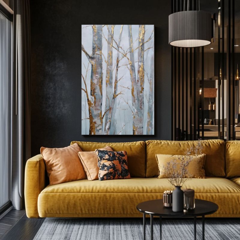 tableau_ecorce_d_arbre_troncs_dores