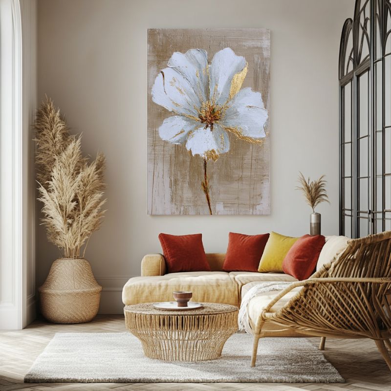 tableau_fleur_blanche_minimaliste_doree