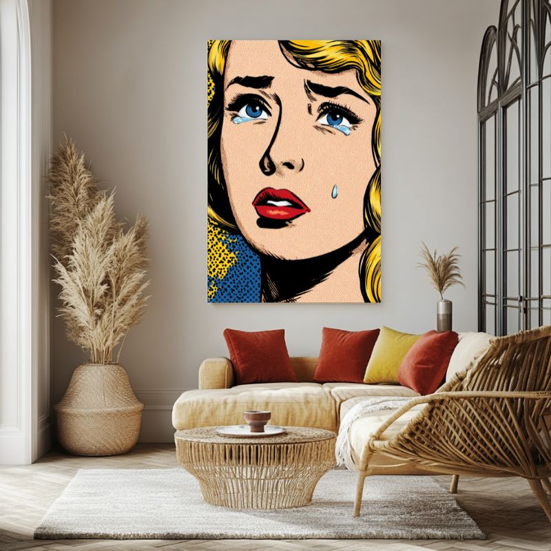 tableau_pop_art_femme_qui_pleure_larmes_bleues