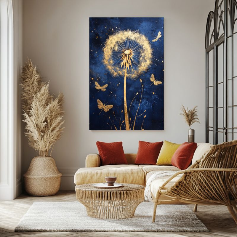 tableau_zen_fleur_pissenlit_dore
