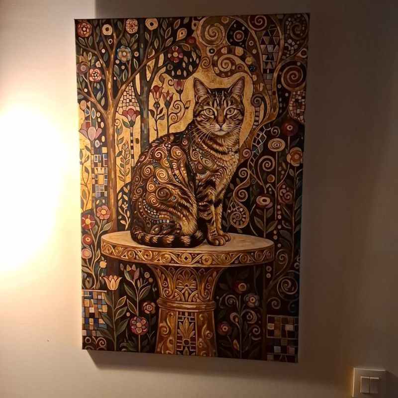 Tableau Chat Personnalisé Floral