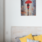 Tableau Femme Parapluie Rouge