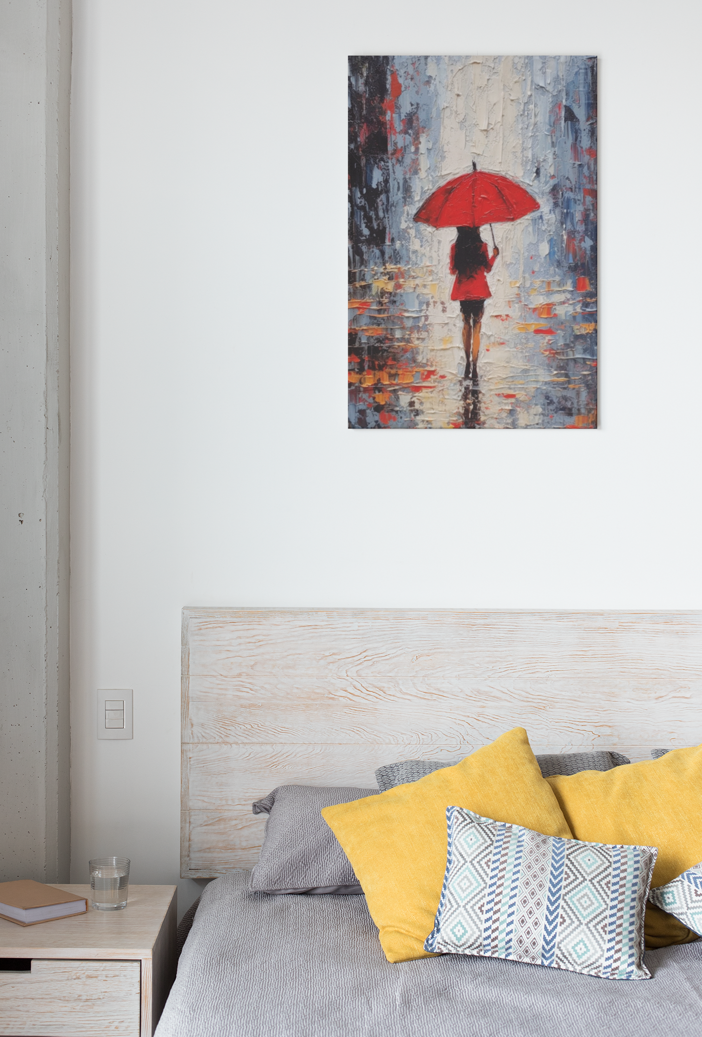 Tableau Femme Parapluie Rouge