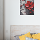 Toile Fleur Rouge et Gris