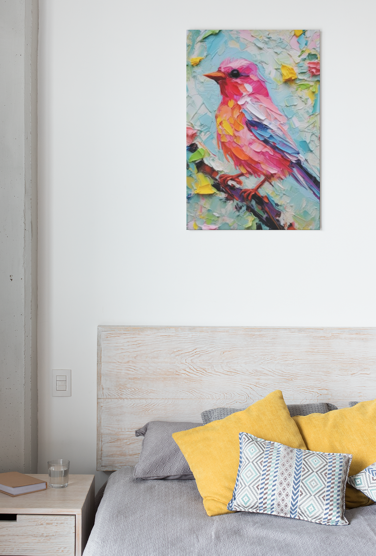 Tableau Oiseau Rose