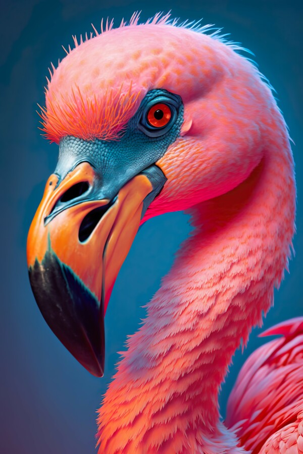 Tableau Visage Flamant Rose