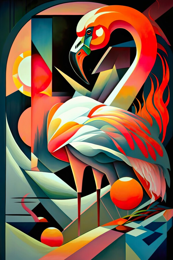 Tableau Flamant Rose Abstrait