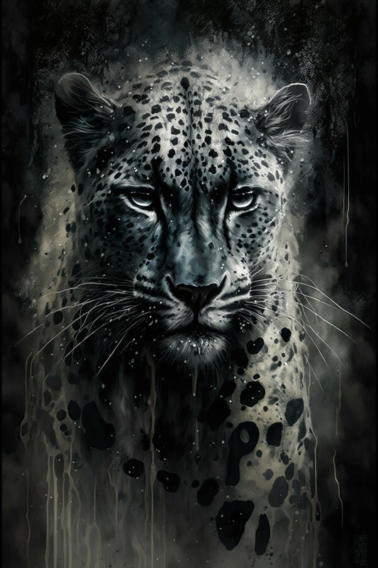 Tableau Leopard Noir et Blanc