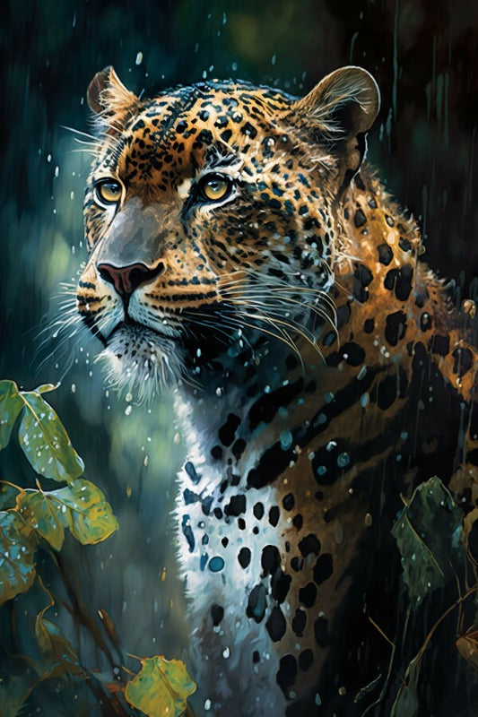 Tableau Regard Leopard Naif