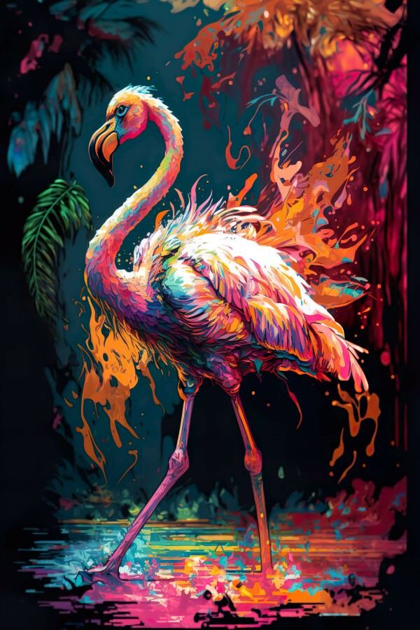 Tableau Flamant Rose Coloré