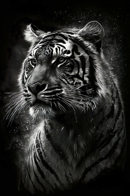 Tableau Tigre Noir et Blanc