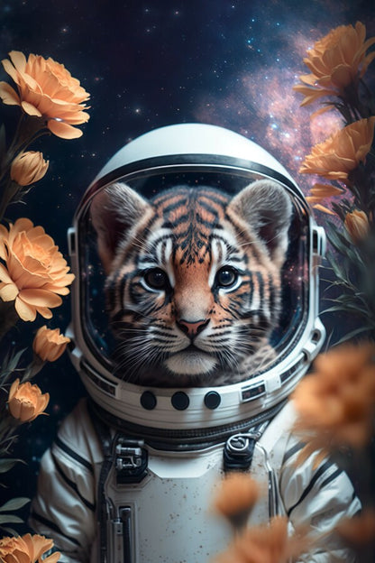 Tableau Tigre Astronaute