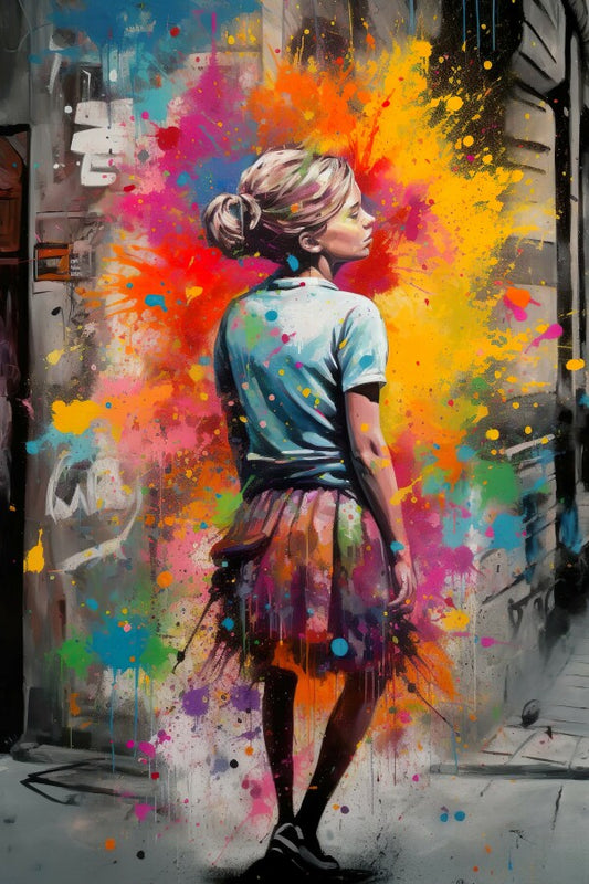 Tableau Street Art Jeune Fille