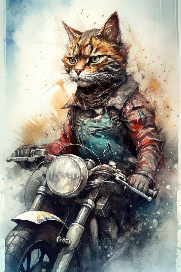 Tableau Chat Motard