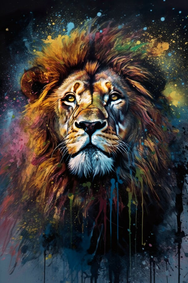 Tableau - Rainbow Lion (1 Part) Wide [90x60] à Prix Carrefour