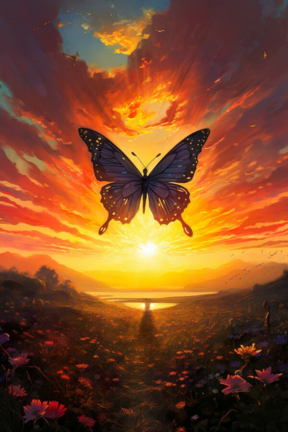 Toile Papillon Sunset