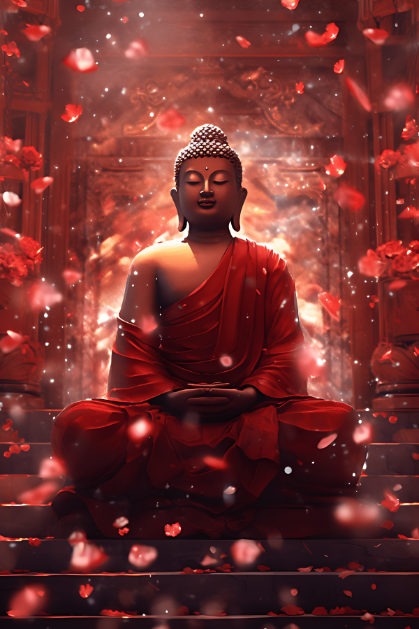 Tableau Bouddha Rouge