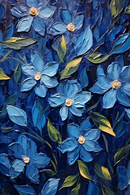 Tableau Fleurs Bleues