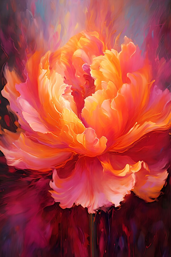 Tableau Pivoine Orange