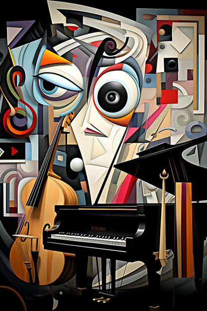 Tableau Abstrait Instruments de Musique