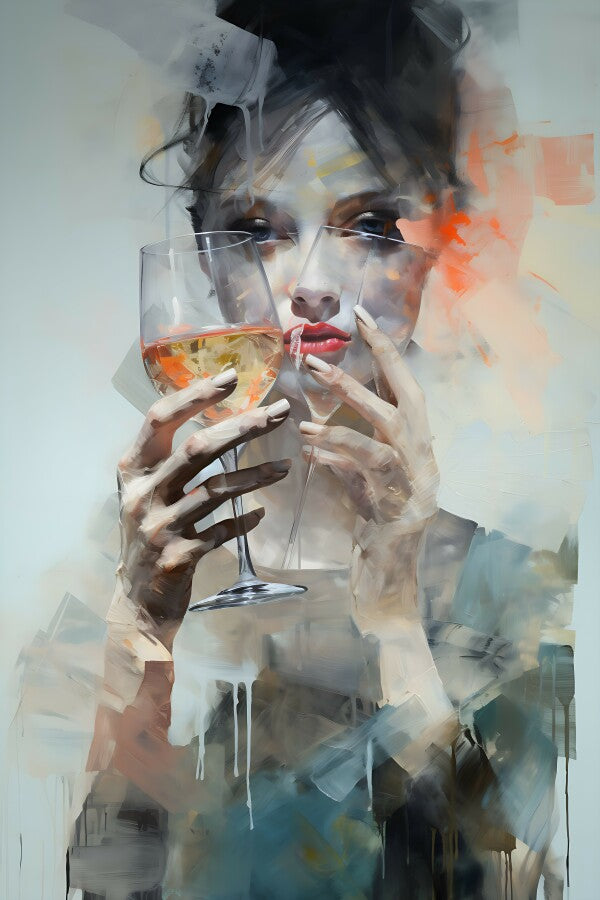 Tableau Femme et Vin