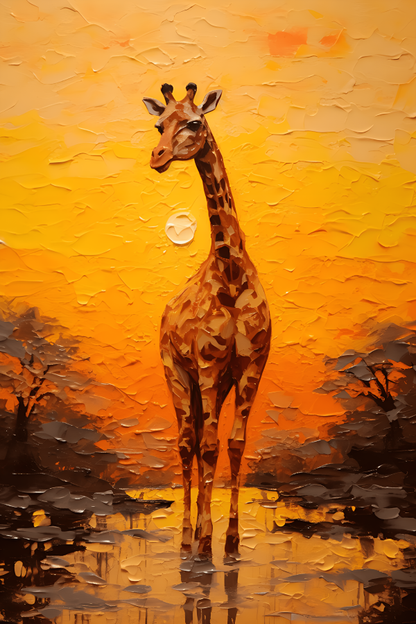 Tableau Africain Girafe