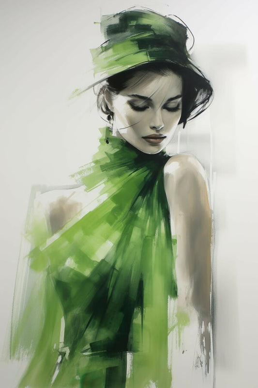 Tableau Femme Robe Verte