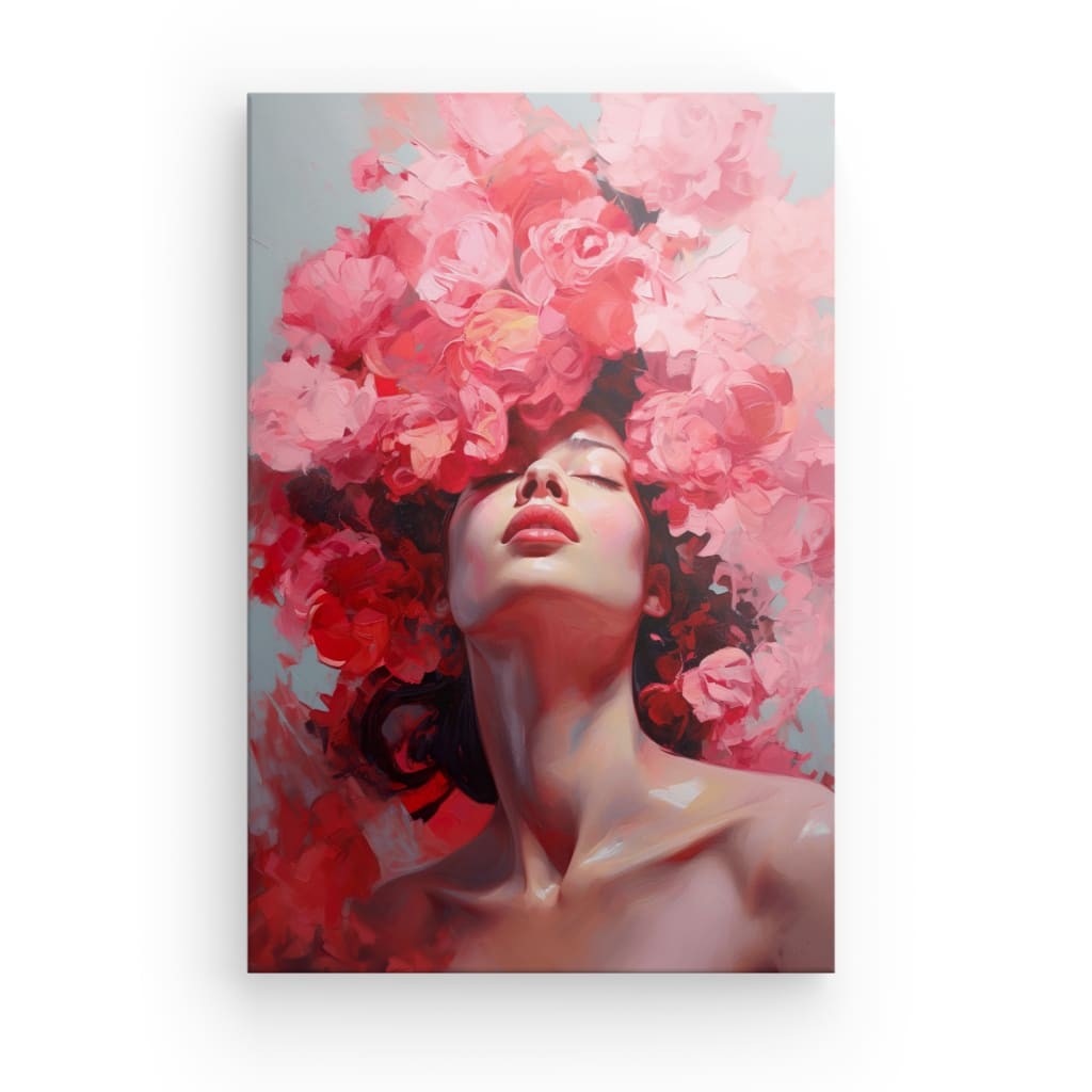 tableau femme rose 90x60 cm