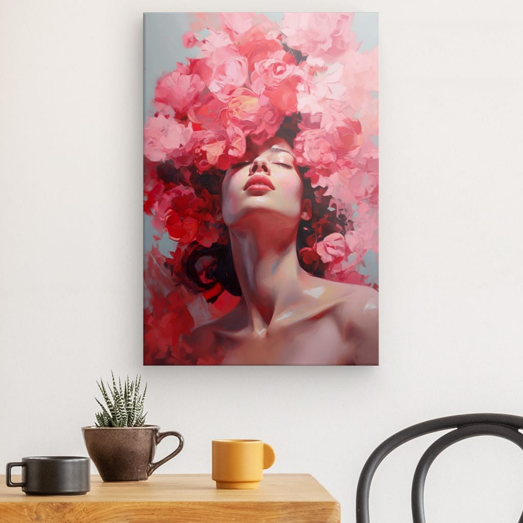 tableau femme rose 60x40 cm