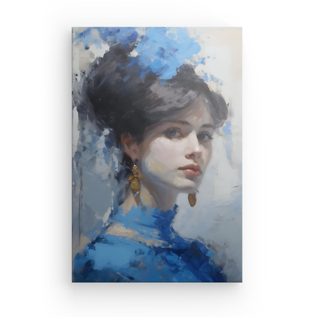 Tableau Toile Femme Bleue