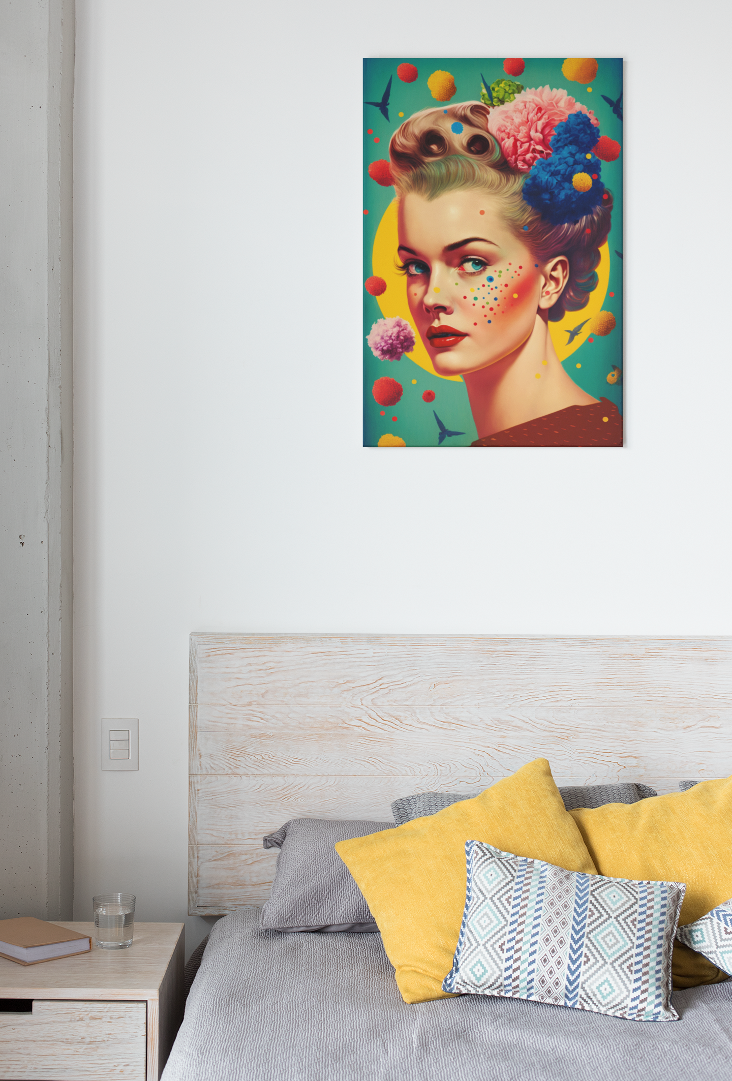 Tableau Pop Art Femme Fleur