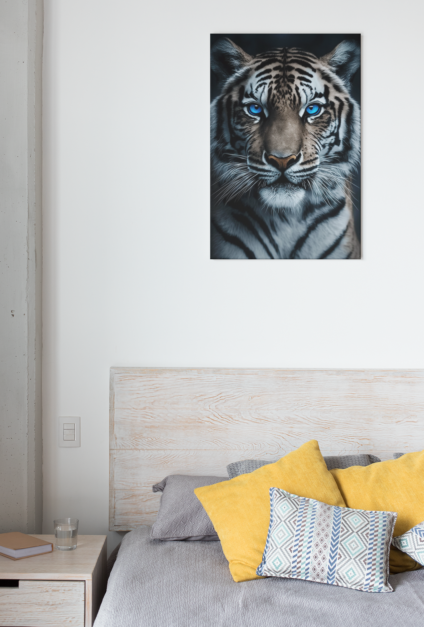 Toile Tigre aux Yeux Bleus